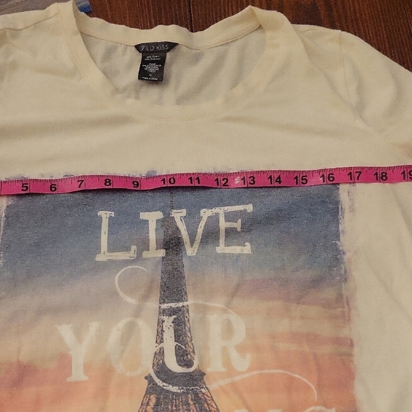 2/$10 Live Your Dreams Y2K Graphic Tee Shirt Top, Eiffle Tower Womens M - Picture 5 of 5